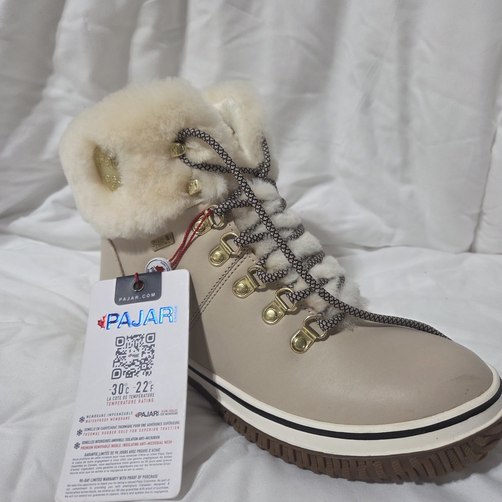 Pajar Beige Winter Boots with Fur Trim - Picture 1 of 6